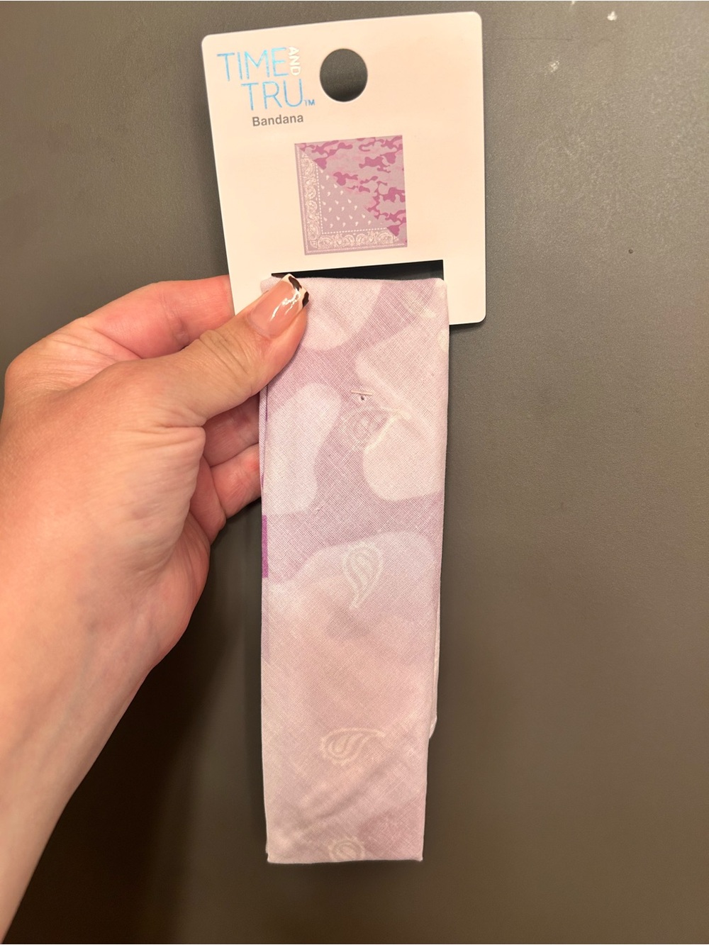 Time and Tru Pink Paisley Bandana Hair Tie